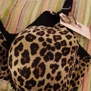 Leopard Print Bra with Black Accents